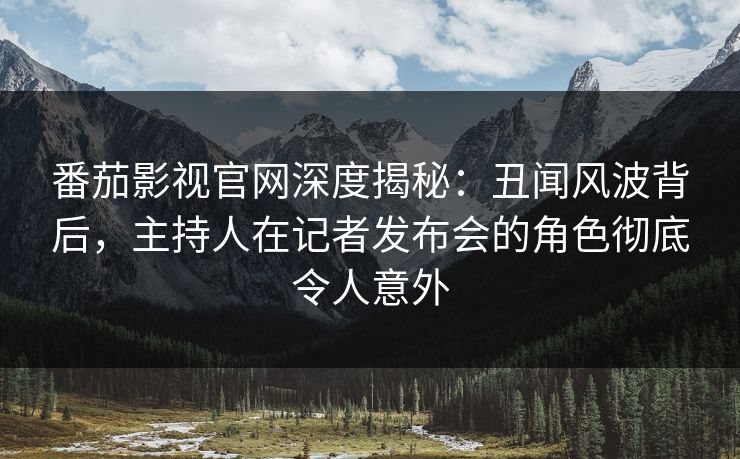 番茄影视官网深度揭秘：丑闻风波背后，主持人在记者发布会的角色彻底令人意外