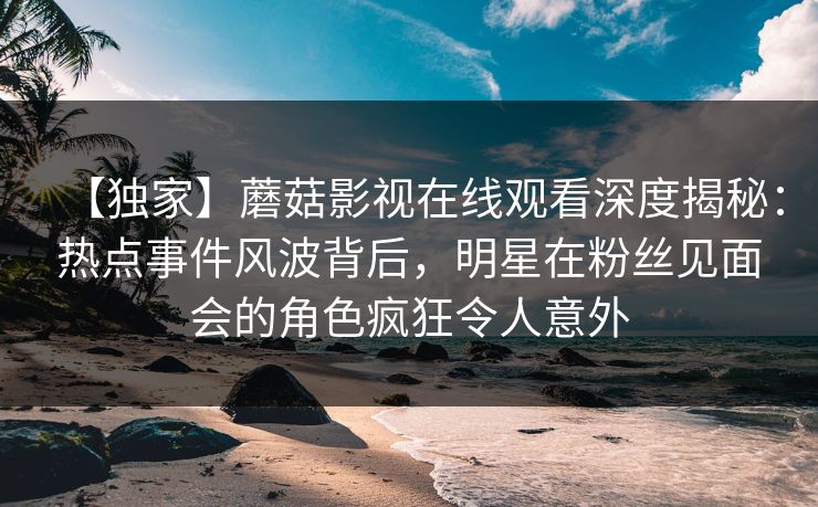 【独家】蘑菇影视在线观看深度揭秘：热点事件风波背后，明星在粉丝见面会的角色疯狂令人意外